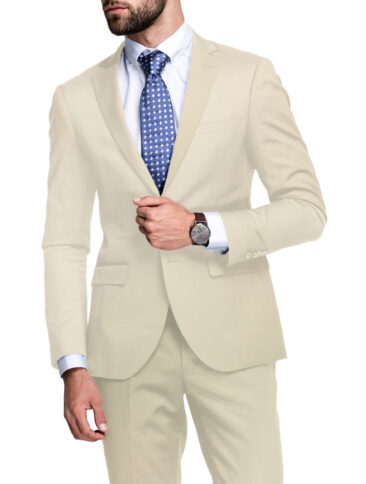 J.hampstead Men's Polyester Viscose  Structured  Unstitched Suiting Fabric (Cream)
