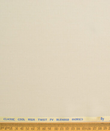 J.hampstead Men's Polyester Viscose  Structured  Unstitched Suiting Fabric (Cream)
