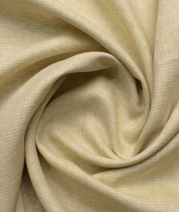 Linen Club Men's Linen 80 LEA Self Striped Unstitched Shirting Fabric (Beige) - Image 3