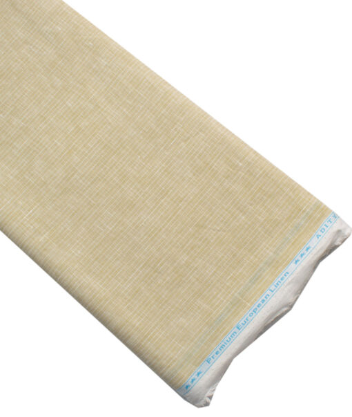 Linen Club Men's Linen 80 LEA Self Striped Unstitched Shirting Fabric (Beige) - Image 6