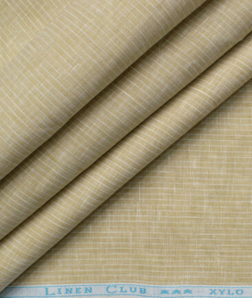 Linen Club Men's Linen 80 LEA Self Striped Unstitched Shirting Fabric (Beige) - Image 5