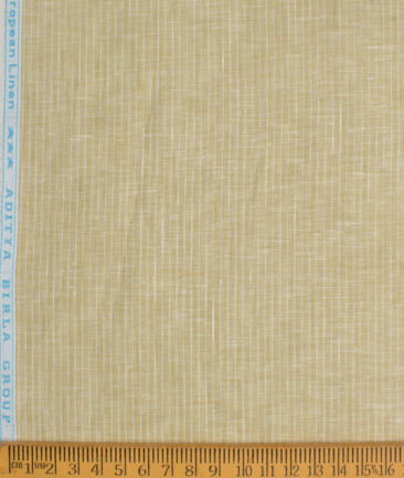 Linen Club Men's Linen 80 LEA Self Striped Unstitched Shirting Fabric (Beige) - Image 7