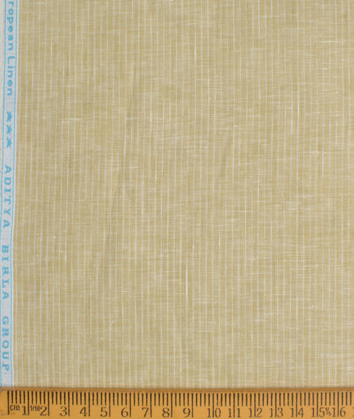 Linen Club Men's Linen 80 LEA Self Striped Unstitched Shirting Fabric (Beige) - Image 7