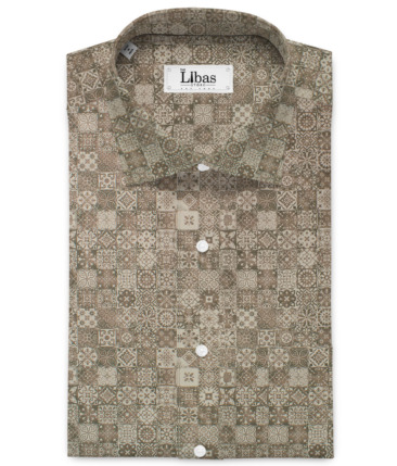 Cadini Men's Premium Cotton Printed  Unstitched Shirting Fabric (Light Brown)