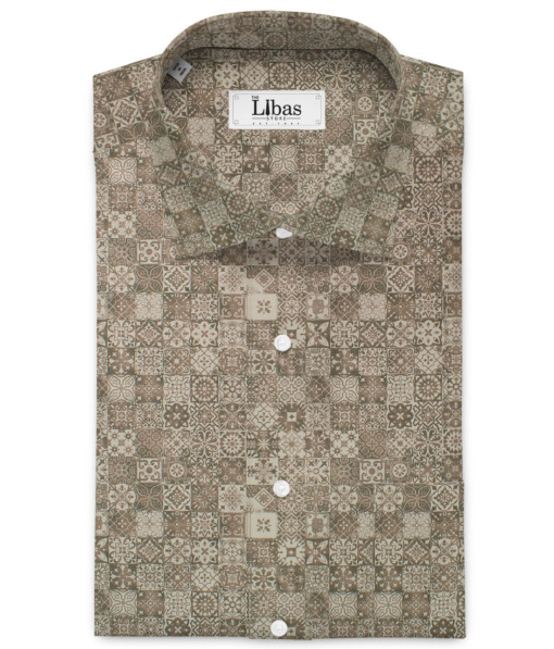 Cadini Men's Premium Cotton Printed  Unstitched Shirting Fabric (Light Brown)