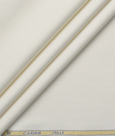 Cadini Men's Bamboo Micro Striped  Unstitched Shirting Fabric (Cream)