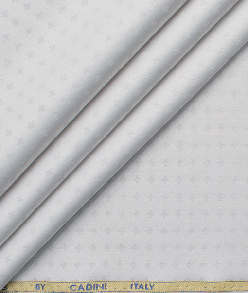 Cadini Men's Bamboo Micro Self Design  Unstitched Shirting Fabric (Silver Grey)