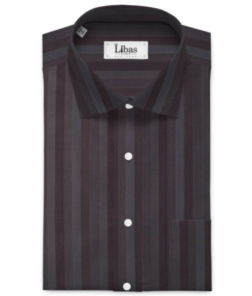 Cadini Men's Bamboo Micro Striped  Unstitched Shirting Fabric (Dark Brown)