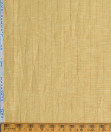 J.Hampstead Men's European Linen 60 LEA Striped  Unstitched Shirting Fabric (Yellow) - Image 7