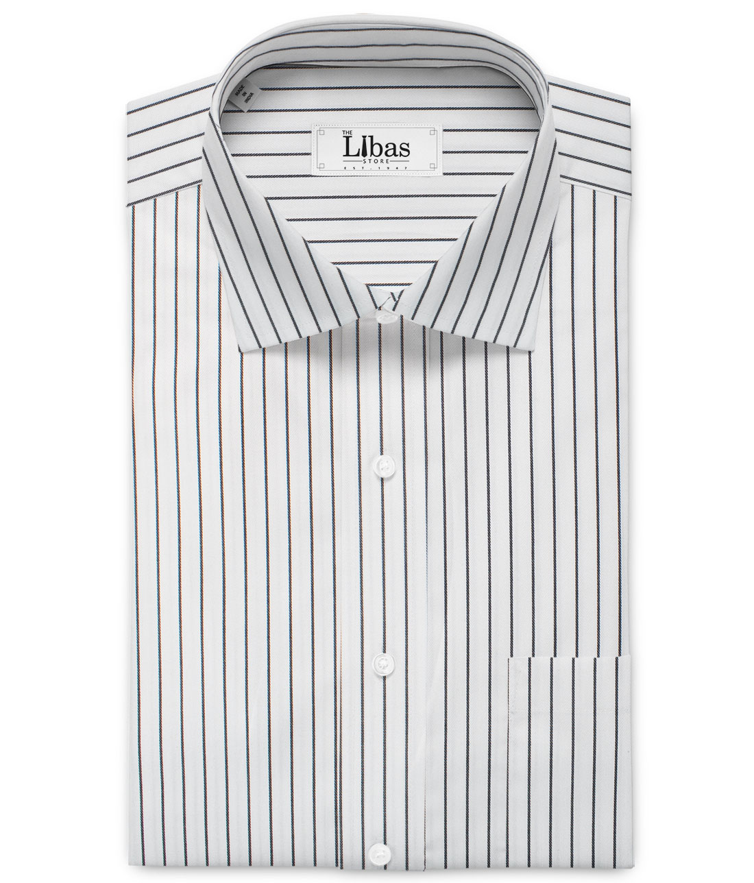 Raymond Men's Premium Cotton Striped Unstitched Shirting Fabric (White & Black) Raymond Men's Premium Cotton Striped Unstitched Shirting Fabric (White & Black)