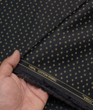Raymond Men's Cotton Printed  Unstitched Shirting Fabric (Black & Beige)