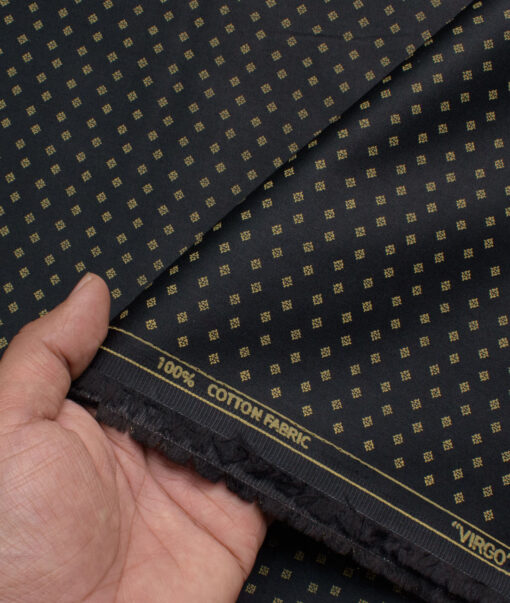 Raymond Men's Cotton Printed  Unstitched Shirting Fabric (Black & Beige)