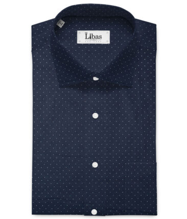 Raymond Men's Cotton Printed  Unstitched Shirting Fabric (Dark Royal Blue & White)