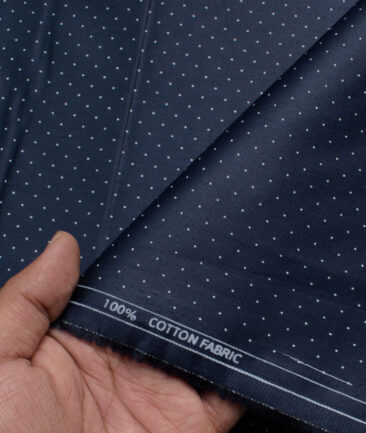 Raymond Men's Cotton Printed  Unstitched Shirting Fabric (Dark Royal Blue & White)