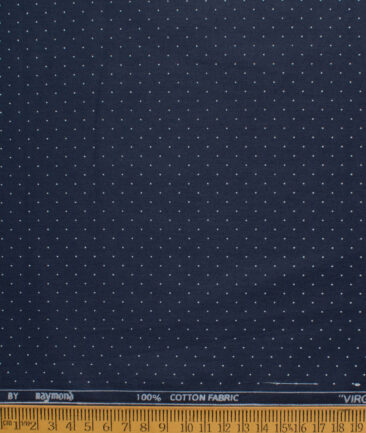 Raymond Men's Cotton Printed  Unstitched Shirting Fabric (Dark Royal Blue & White)