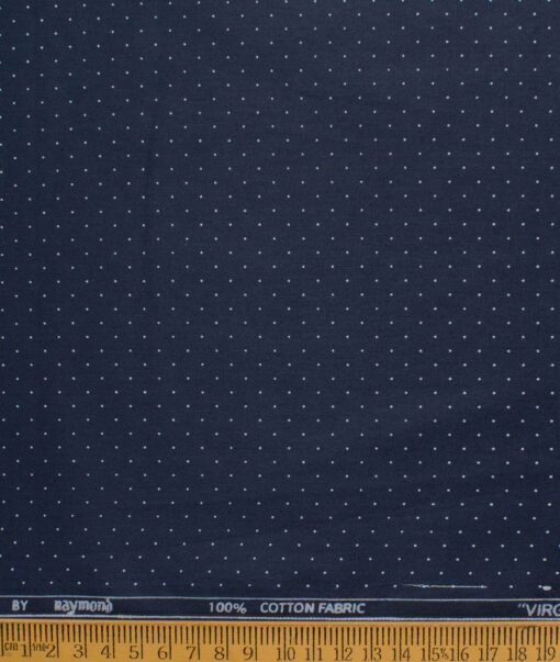 Raymond Men's Cotton Printed  Unstitched Shirting Fabric (Dark Royal Blue & White)