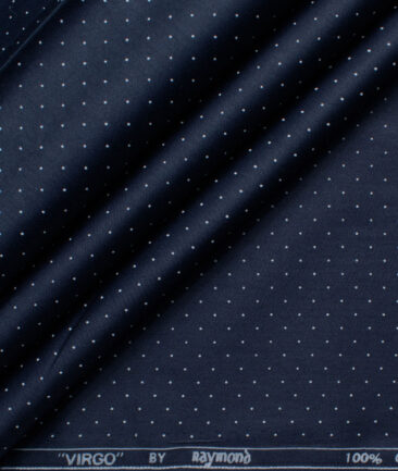 Raymond Men's Cotton Printed  Unstitched Shirting Fabric (Dark Royal Blue & White)