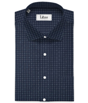 Raymond Men's Cotton Printed  Unstitched Shirting Fabric (Dark Royal Blue)