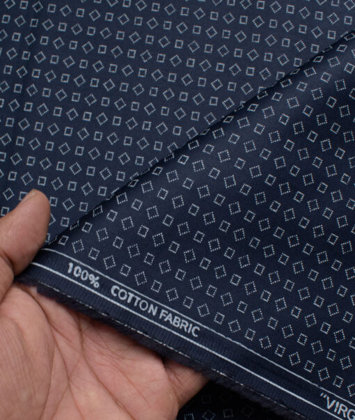 Raymond Men's Cotton Printed  Unstitched Shirting Fabric (Dark Royal Blue)