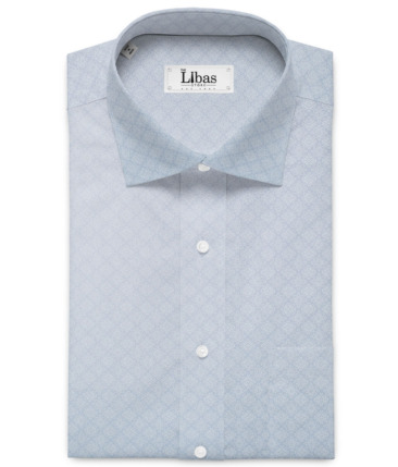 Raymond Men's Cotton Printed  Unstitched Shirting Fabric (Sky Blue & White)