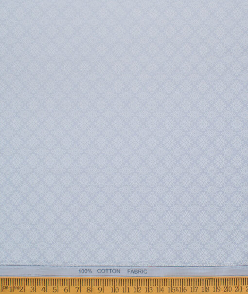 Raymond Men's Cotton Printed  Unstitched Shirting Fabric (Sky Blue & White)