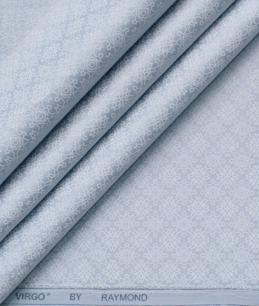 Raymond Men's Cotton Printed  Unstitched Shirting Fabric (Sky Blue & White)
