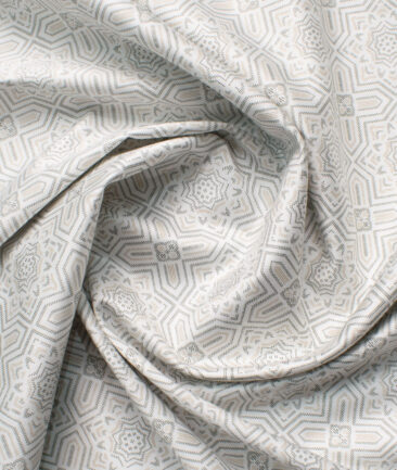 Raymond Men's Cotton Printed  Unstitched Shirting Fabric (White & Beige)