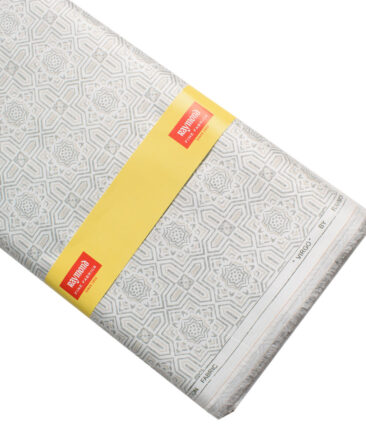 Raymond Men's Cotton Printed  Unstitched Shirting Fabric (White & Beige)