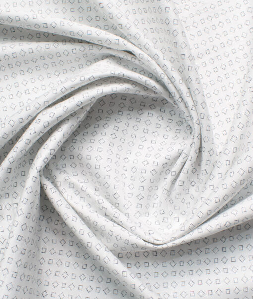 Raymond Men's Cotton Printed  Unstitched Shirting Fabric (White & Black)