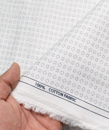 Raymond Men's Cotton Printed  Unstitched Shirting Fabric (White & Black)