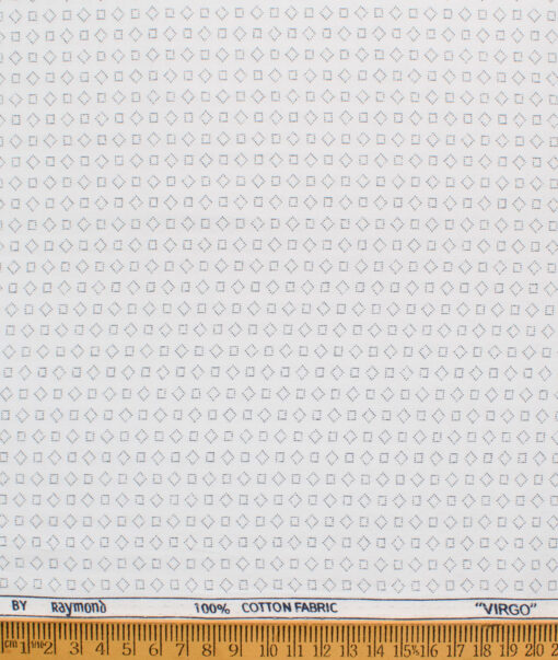 Raymond Men's Cotton Printed  Unstitched Shirting Fabric (White & Black)