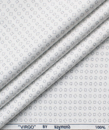Raymond Men's Cotton Printed  Unstitched Shirting Fabric (White & Black)