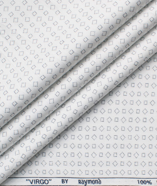 Raymond Men's Cotton Printed  Unstitched Shirting Fabric (White & Black)
