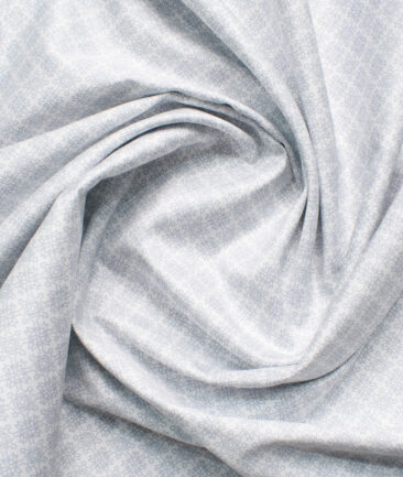 Raymond Men's Cotton Printed  Unstitched Shirting Fabric (White & Grey)