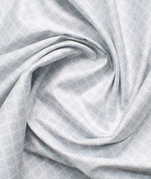 Raymond Men's Cotton Printed  Unstitched Shirting Fabric (White & Grey)