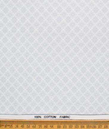 Raymond Men's Cotton Printed  Unstitched Shirting Fabric (White & Grey)