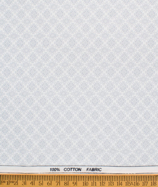 Raymond Men's Cotton Printed  Unstitched Shirting Fabric (White & Grey)