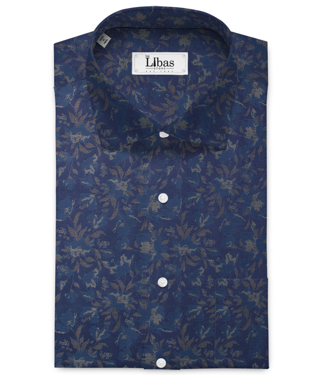 Soktas Men's 80's Giza Cotton Self Design  Unstitched Shirting Fabric (Dark Royal Blue)
