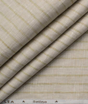 Solino Men's European Linen 60 LEA Striped  Unstitched Shirting Fabric (Light Brown) - Image 6