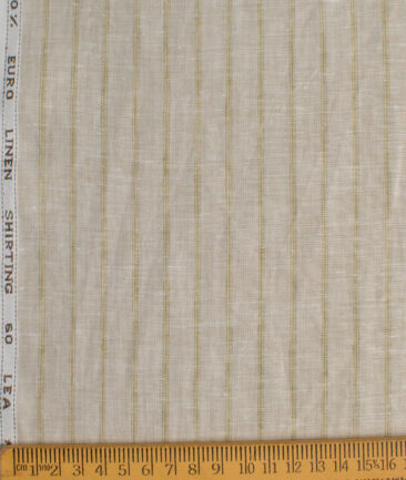 Solino Men's European Linen 60 LEA Striped  Unstitched Shirting Fabric (Light Brown) - Image 7