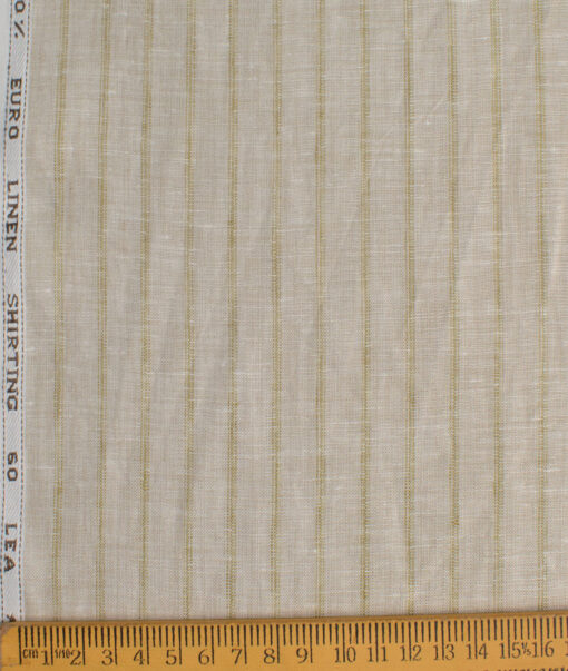 Solino Men's European Linen 60 LEA Striped  Unstitched Shirting Fabric (Light Brown) - Image 7