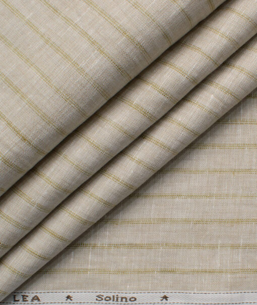 Solino Men's European Linen 60 LEA Striped  Unstitched Shirting Fabric (Light Brown) - Image 6