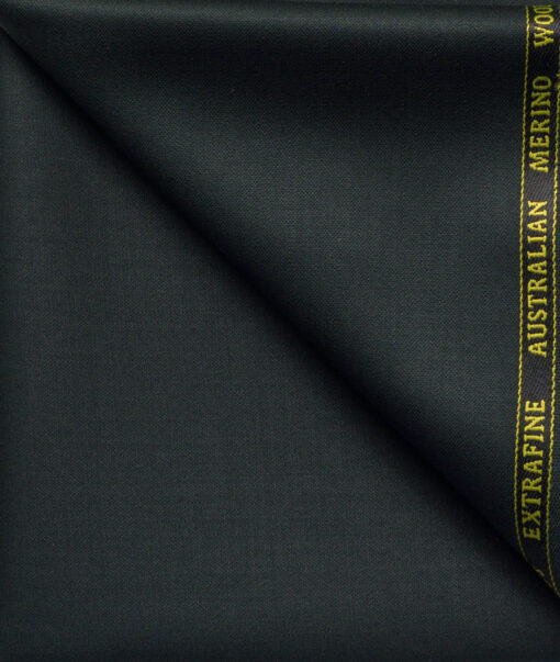 Cavalero Men's 50% Wool Super 120's Solids  Unstitched Trouser Fabric (Dark Seaweed Green)