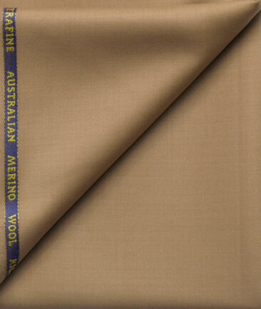 Cavalero Men's 50% Wool Super 120's Solids  Unstitched Trouser Fabric (Khakhi Brown)