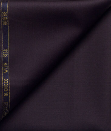 Cavalero Men's 50% Wool Super 150's Solids  Unstitched Trouser Fabric (Dark Wine)
