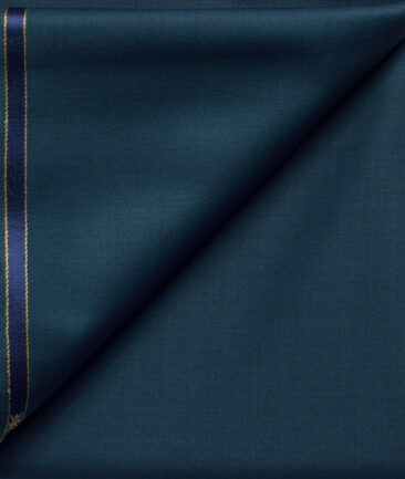 Cavalero Men's 50% Wool Super 140's Solids  Unstitched Trouser Fabric (Dark Ocean Blue)