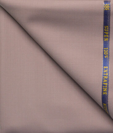 Cavalero Men's 50% Wool Super 120's Solids  Unstitched Trouser Fabric (Salmon Pink)