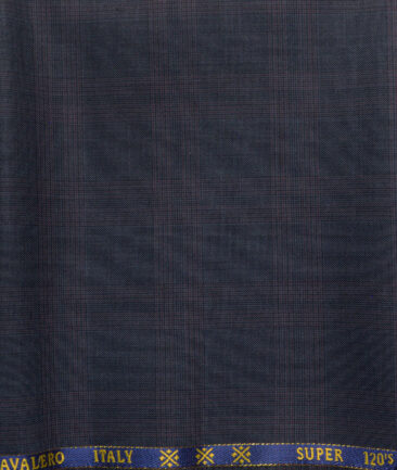 Cavalero Men's 50% Wool Super 120's Checks  Unstitched Trouser Fabric (Dark Grey)