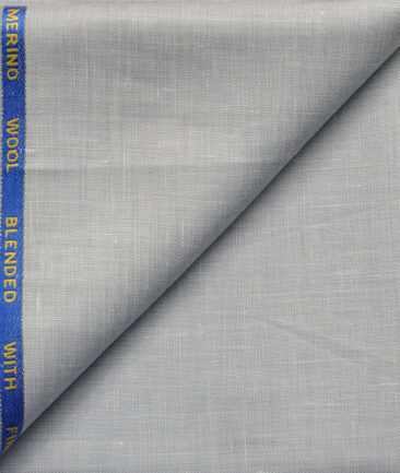 Cavalero Men's 30% Wool Super 120's Self Design  Unstitched Trouser Fabric (Light Grey)