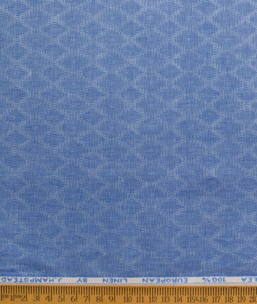 J.Hampstead Men's 100% Linen 60 LEA Self Design  Unstitched Shirt Fabric (Light Blue) - Image 3